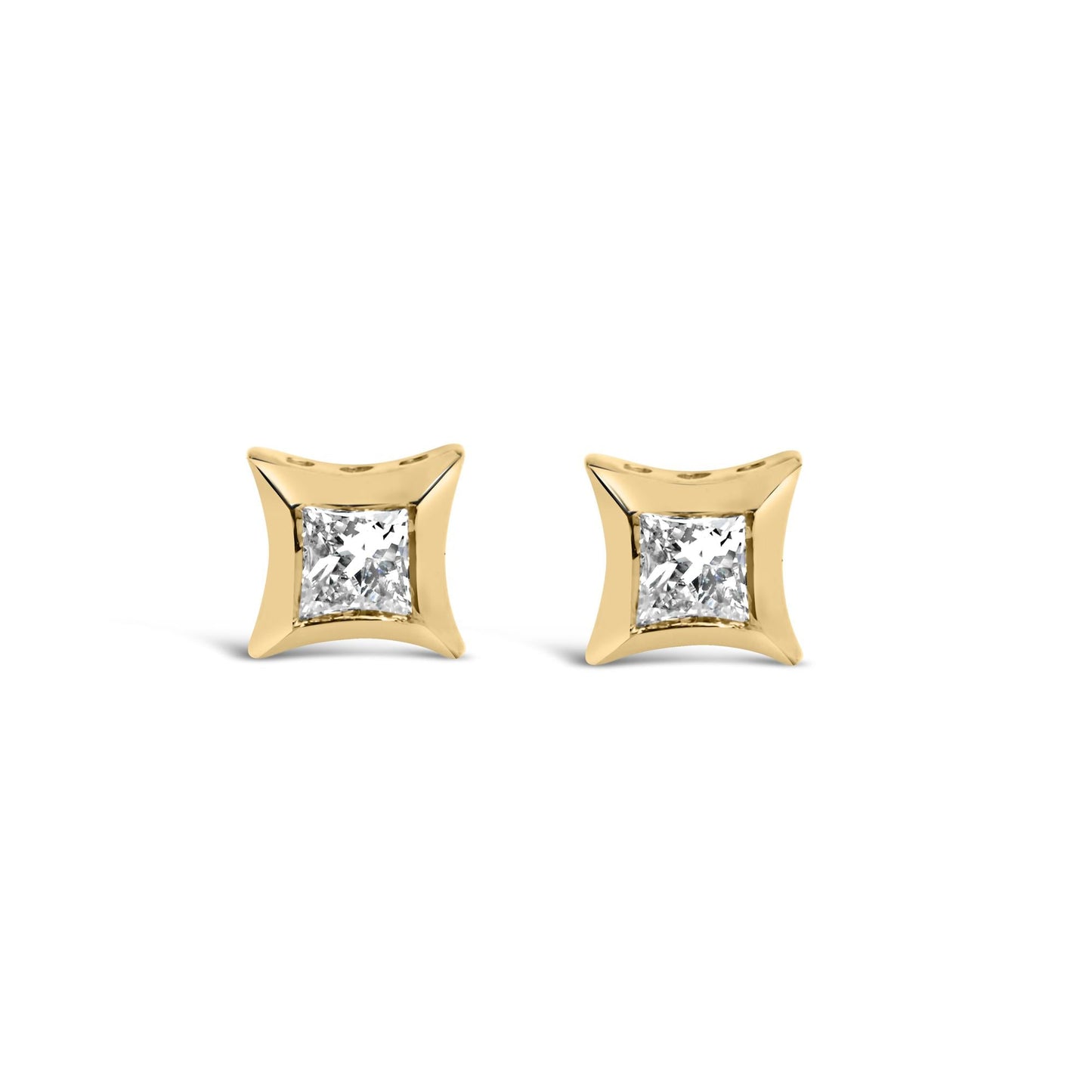 10K White Gold 1/5 Cttw Invisible Set Princess-Cut Diamond Stud Earrings (H-I Color, SI2-I1 Clarity)-1