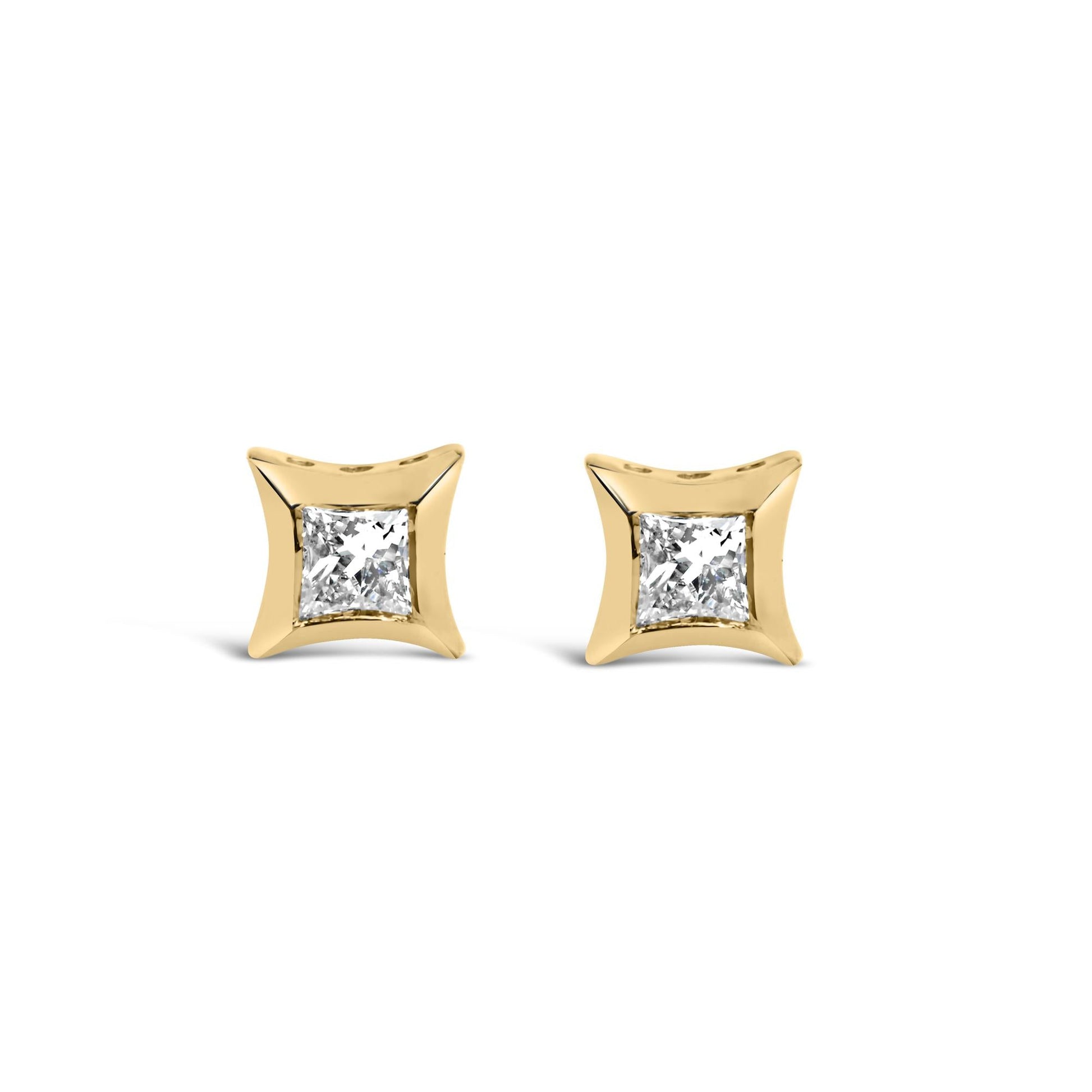 10K White Gold 1/5 Cttw Invisible Set Princess-Cut Diamond Stud Earrings (H-I Color, SI2-I1 Clarity)-1