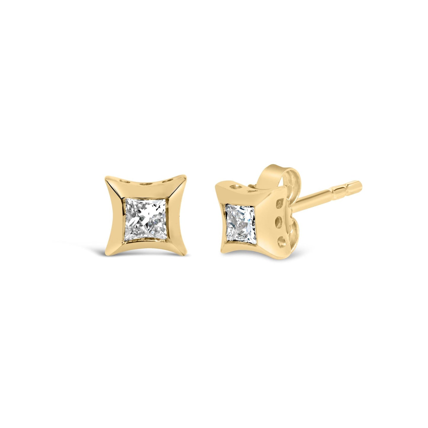 10K White Gold 1/5 Cttw Invisible Set Princess-Cut Diamond Stud Earrings (H-I Color, SI2-I1 Clarity)-3